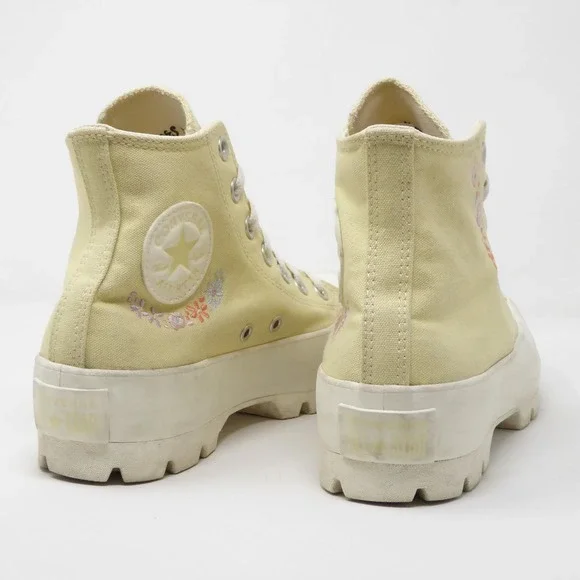Converse Womens Chuck Taylor Lugged Yellow Floral Embroidered Sneakers 7.5 - Picture 5 of 9